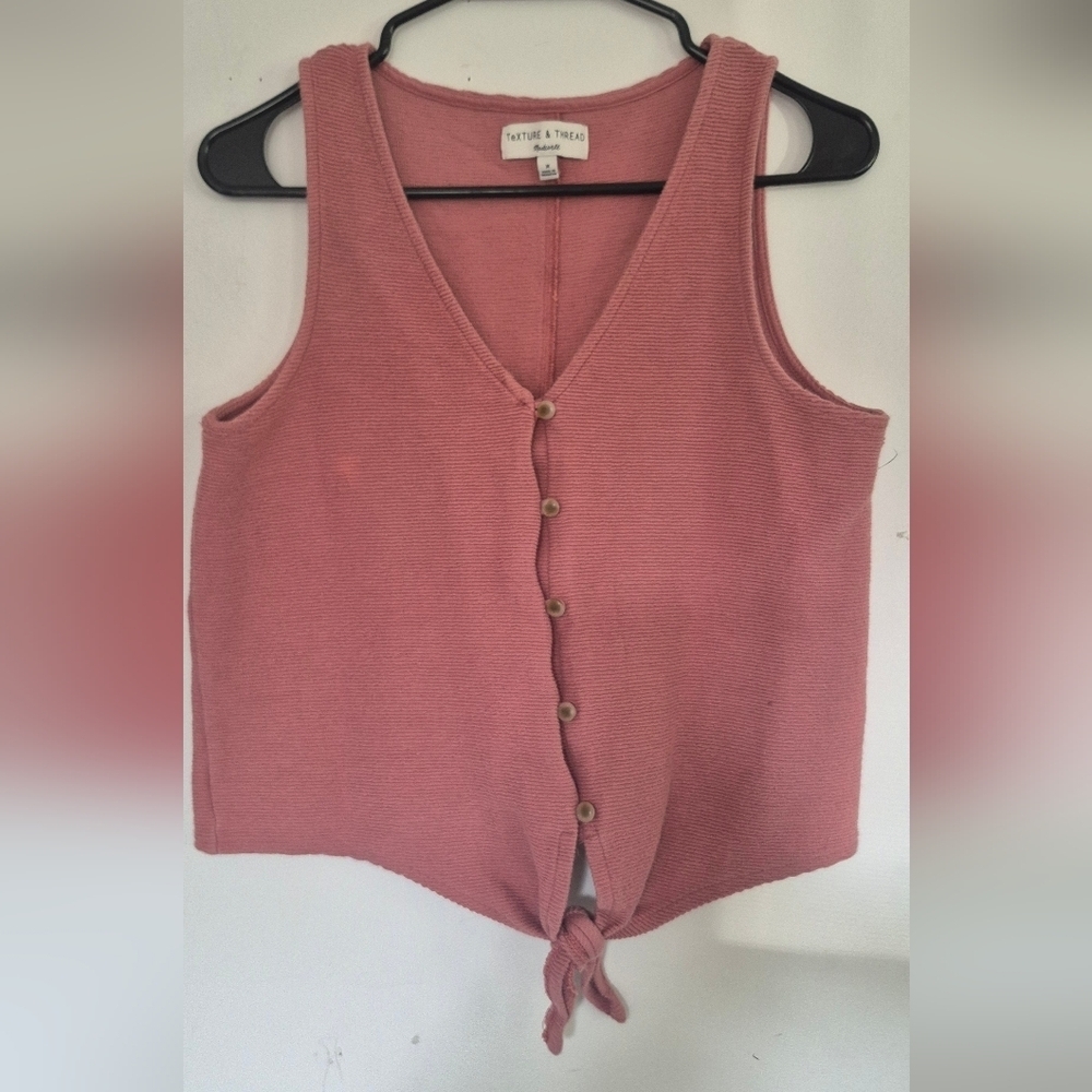 Madewell Dusty Rose Knit Tie-Front Tank